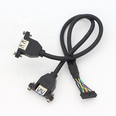 OEM винтовой блокировки студ двойной USB 3.0 типа А женского панеля монтажа кабеля с Molex разъединителем