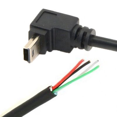 90 градусов вверх вниз левый правый угол мини-USB с обнаженным обнаженным проводом открытый конец кабеля