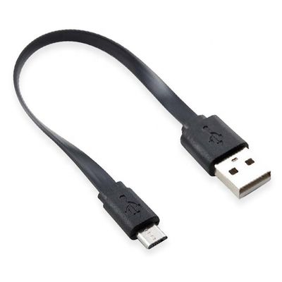 Короткий черно-белый плоский микро-USB кабель для динамика Power Bank