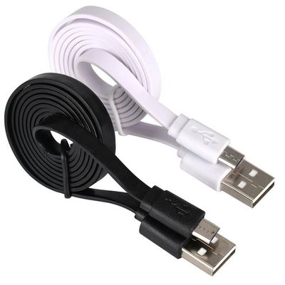 Чёрный белый плоский Noodle Micro USB кабель для Power Bank Спикер телефон