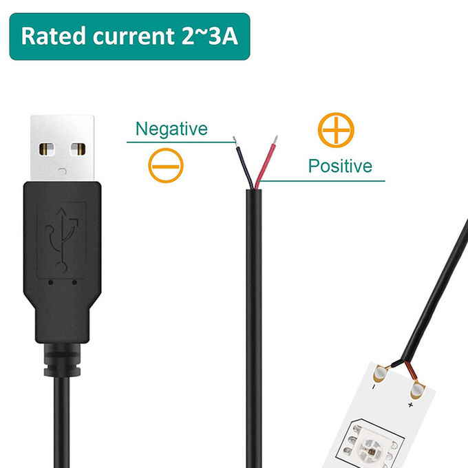 5V USB для открытия снятых консервированных обнаженных проводов конец Pigtail кабель зарядного устройства для светодиодного светодиода 5