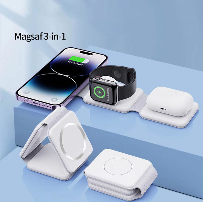 Магнитное 3 в 1 складное беспроводное зарядное устройство iPhone 12-15 15w Быстрая беспроводная зарядная станция портативные беспроводные зарядники 6