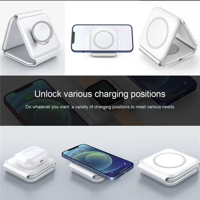 Магнитное 3 в 1 складное беспроводное зарядное устройство iPhone 12-15 15w Быстрая беспроводная зарядная станция портативные беспроводные зарядники 0