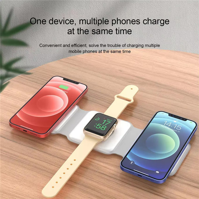 Магнитное 3 в 1 складное беспроводное зарядное устройство iPhone 12-15 15w Быстрая беспроводная зарядная станция портативные беспроводные зарядники 2